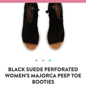 TOMS Majorca Black Suede Open Toe Booties